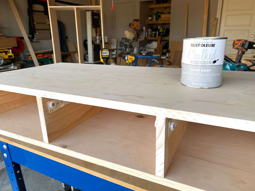 DIY Vanity Desk with Rustoleum Chalk Paint sitting on top