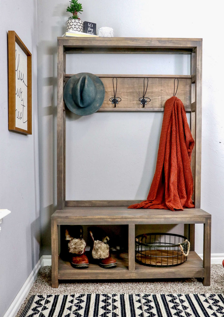 DIY Entryway Hall Tree Bench