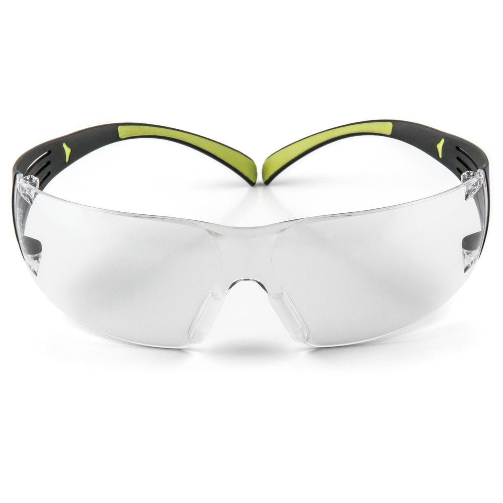 3M SecureFit 400 Black/Neon Green with Clear Anti-Fog Lenses Safety Glasses