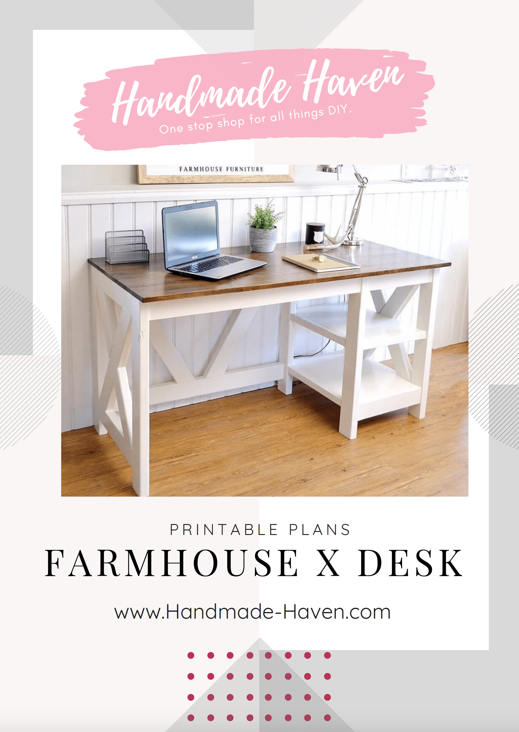 How to Build a Farmhouse Writing Desk - Step by Step Woodworking