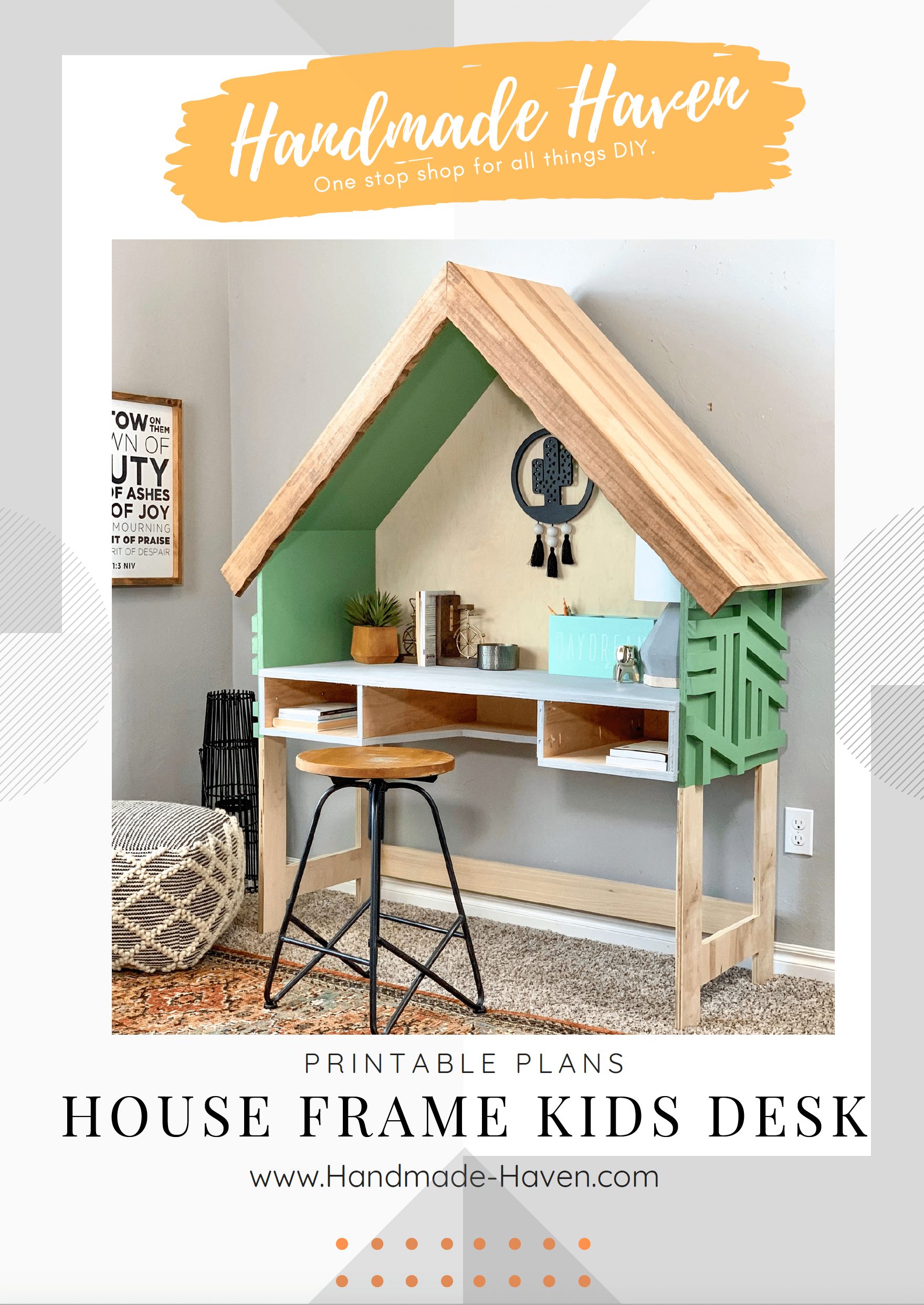 Diy House Frame Kids Desk Printable Plans Handmade Haven Diy