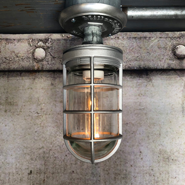 industrial exposed conduit cage ceiling light