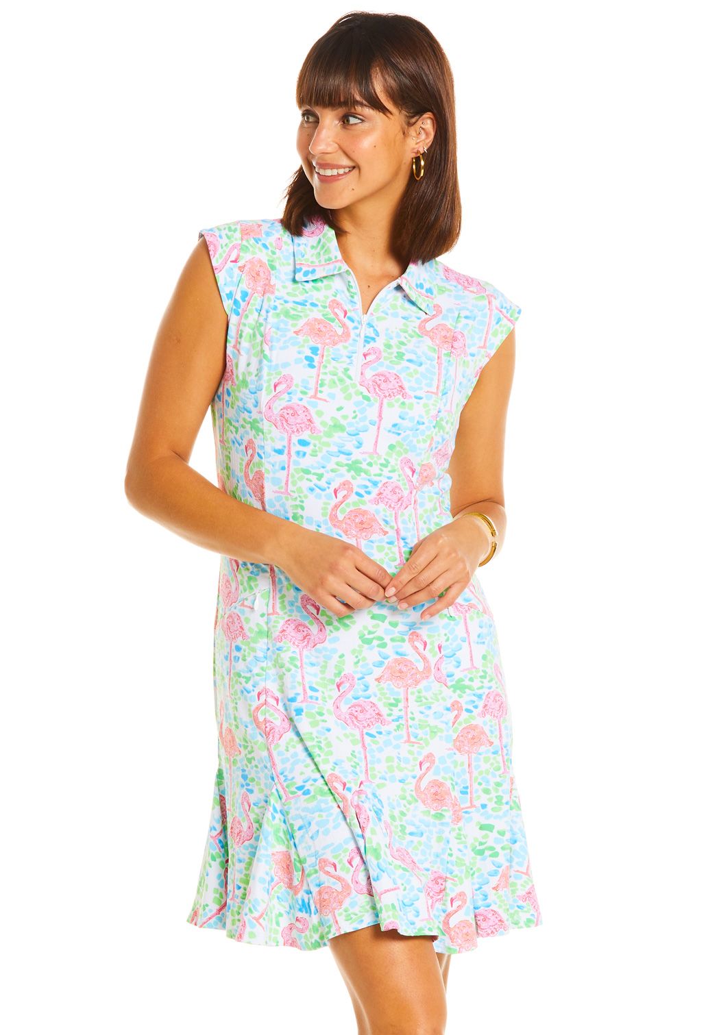 Ibkul Sleeveless Polo Dress Flamingo Turquoise/ Pink - SPF 50 – Peanuts ...