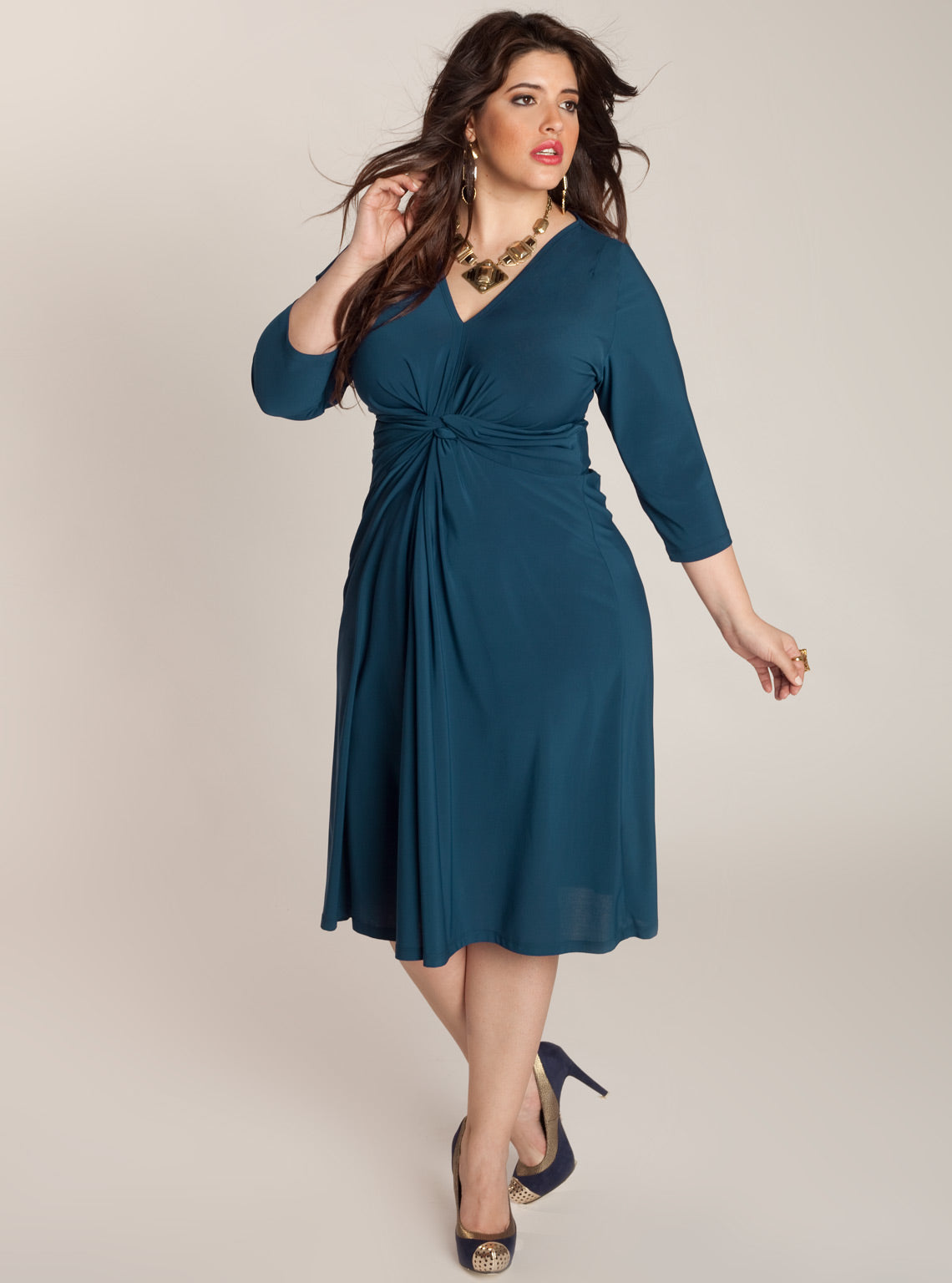 Blue plus size wrap dress | IGIGI.com