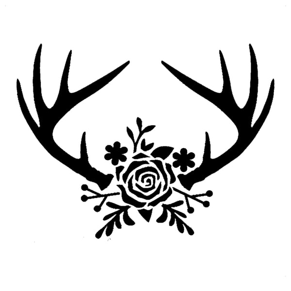 Download Floral Deer Antlers - High Quality Reusable Stencil on 10 ...