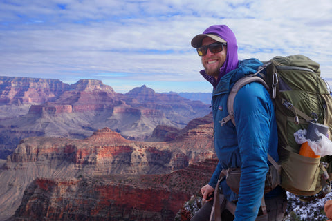 Man hiking at Grand Canyon wearing Fuse sunglasses