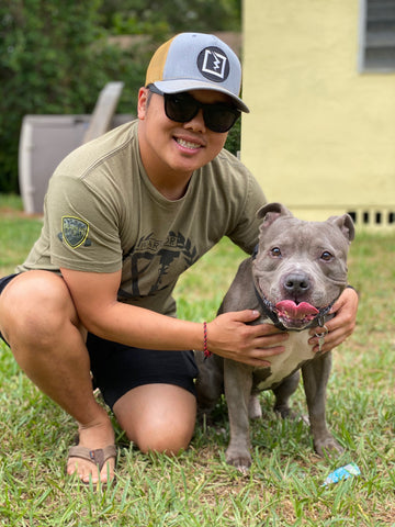 Fuse Lenses employee Peter with dog Brady