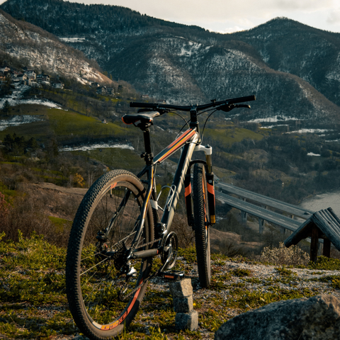 Bike Sitting in frame with Mountains in Background