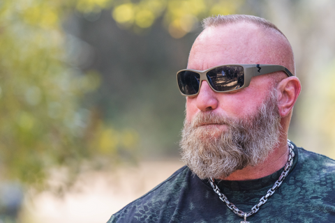 Man with beard wearing Fuse Anclote sunglasses
