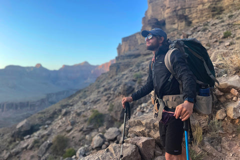 Man hiking at Grand Canyon wearing Fuse sunglasses