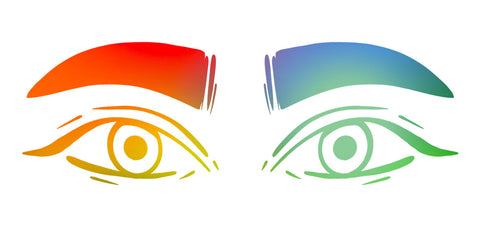 eye illustration with colorful gradient line art