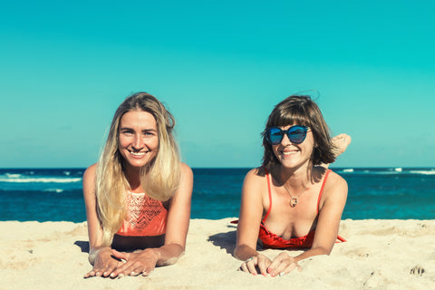 girls on a beach 