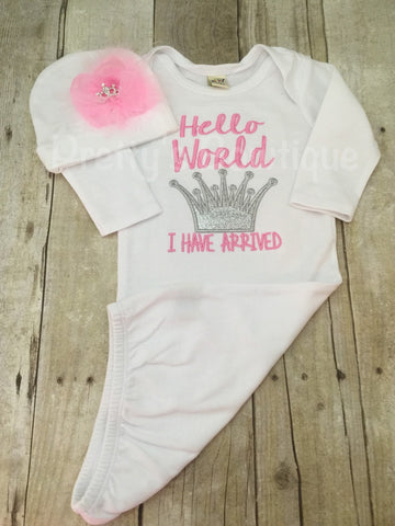 newborn baby girl hello world outfit
