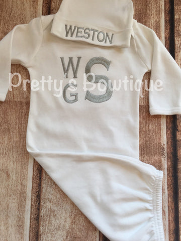 monogrammed newborn gowns