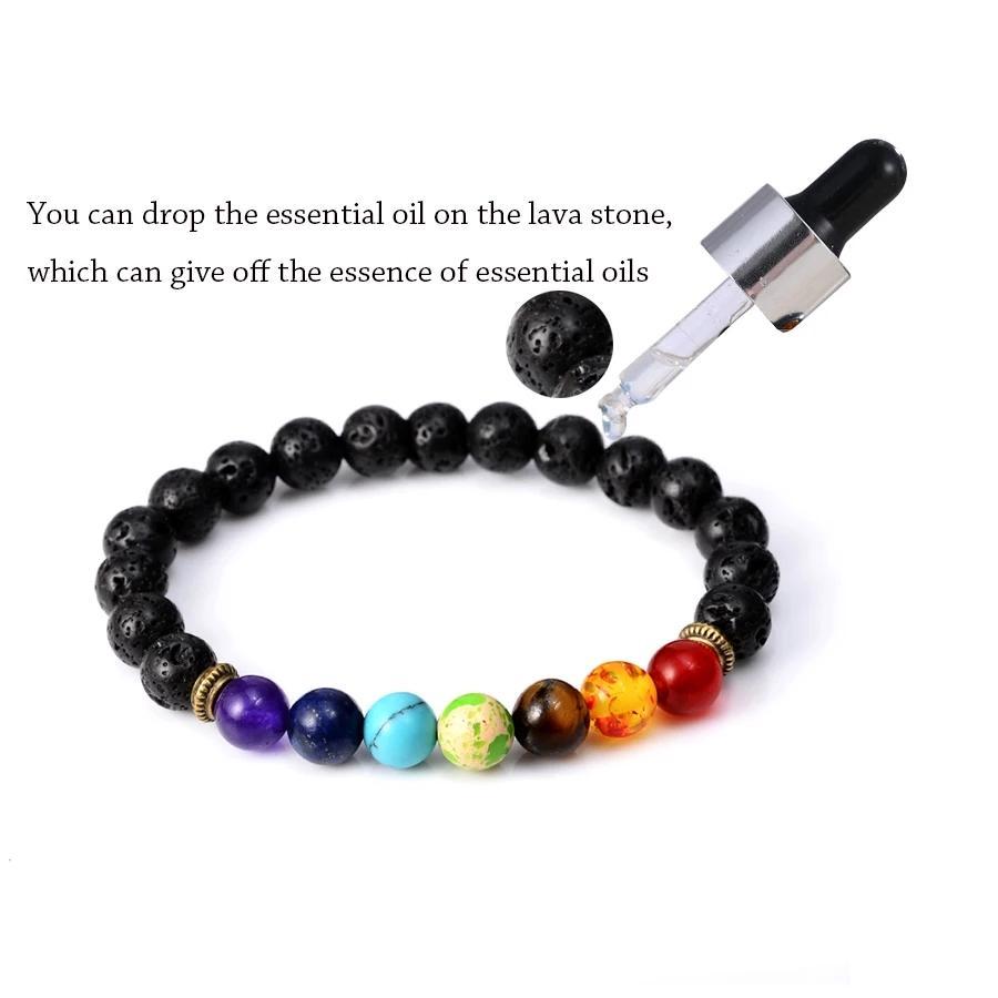 Natural 7 Chakra Bracelet with Heart Pendant - Third Eye Transcend