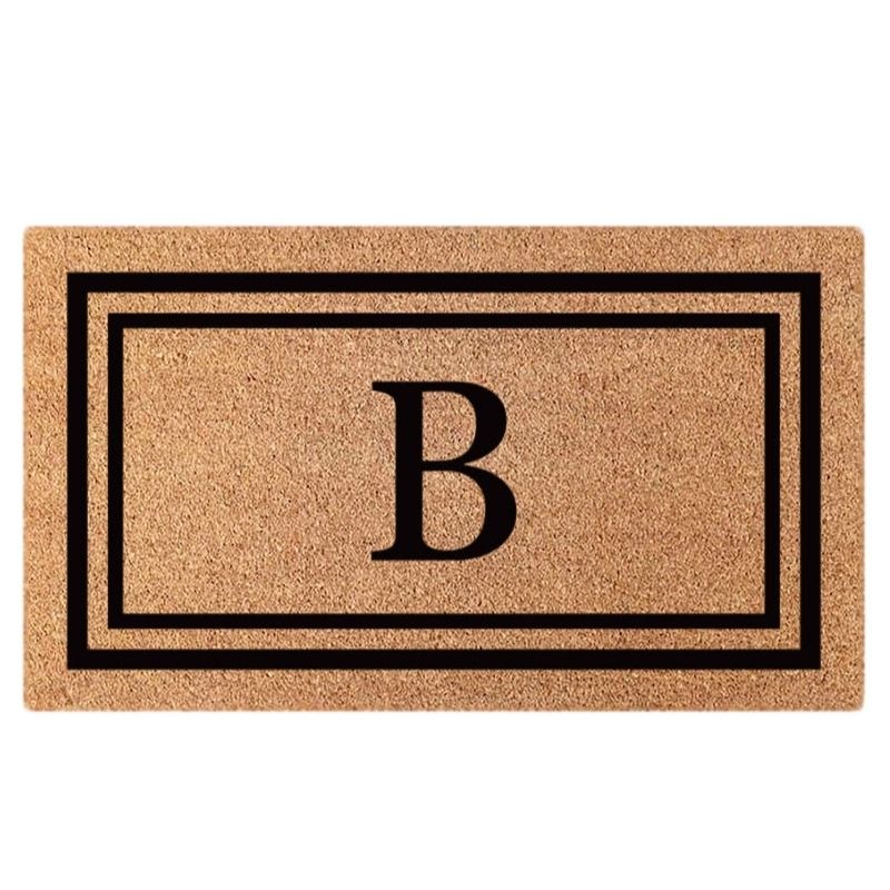 Custom Initial Double Border Premium Coir Doormat