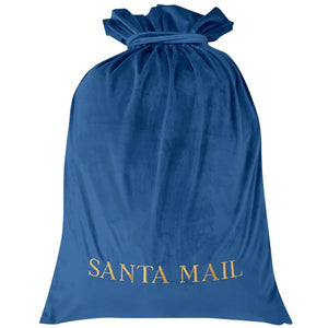 Large Luxury Velvet Christmas Sack French Blue 60 cm by 90 cm