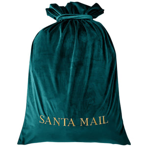 Large Luxury Velvet Christmas Sack Green 60 cm by 90 cm