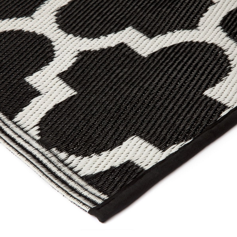 black and white outdoor rug