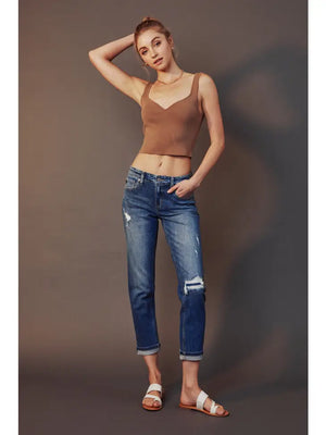 Mid Rise Boyfriend Jeans - Leander