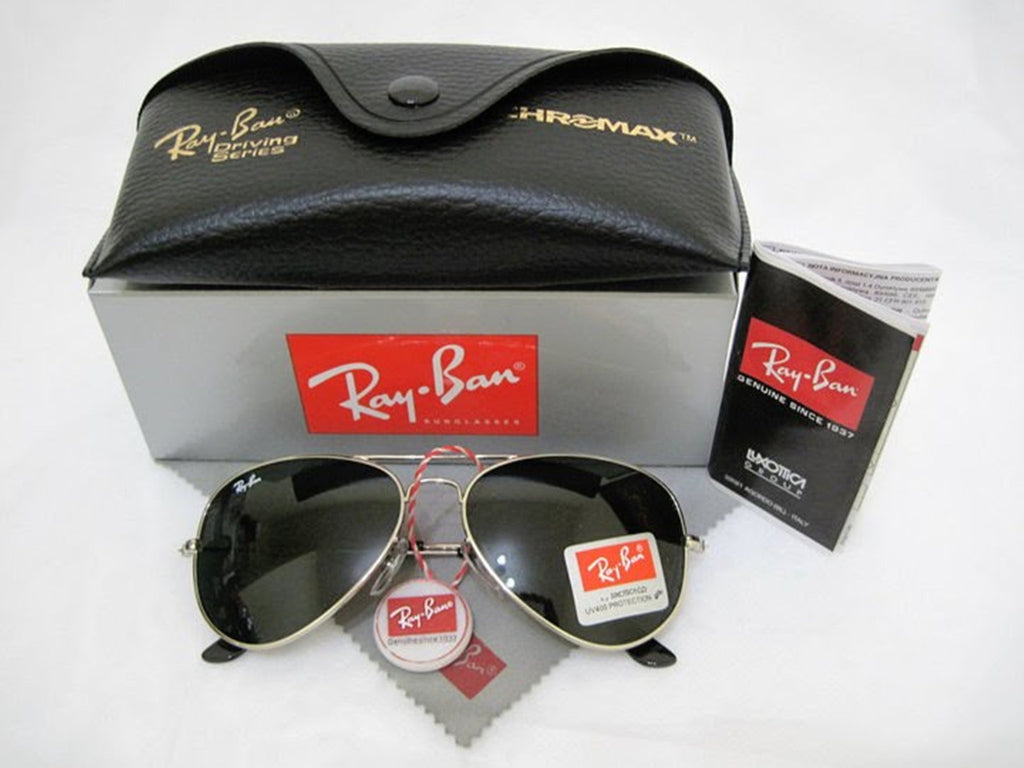 ray ban aviator black with silver frame