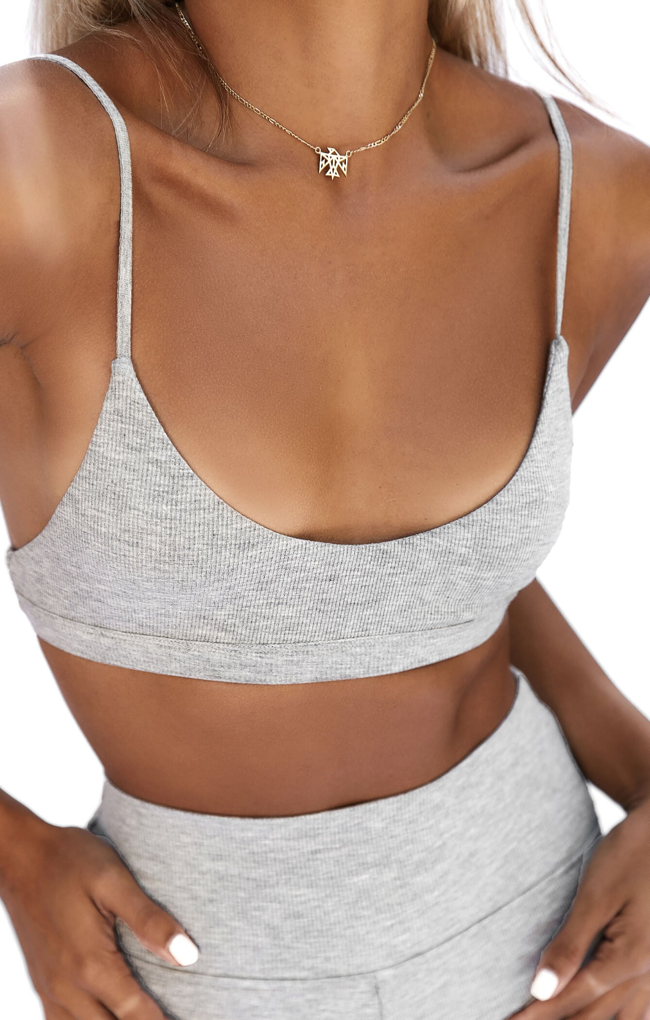 THE LUXE RIB BRALETTE - MID GREY – All Things Golden