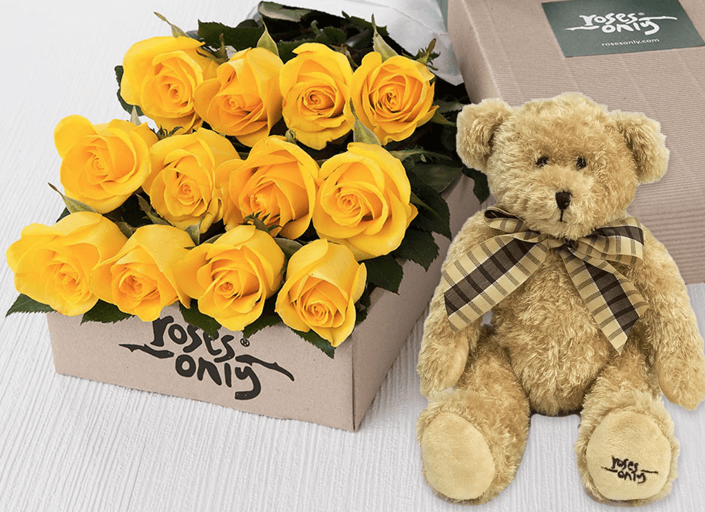 rose teddy bear yellow