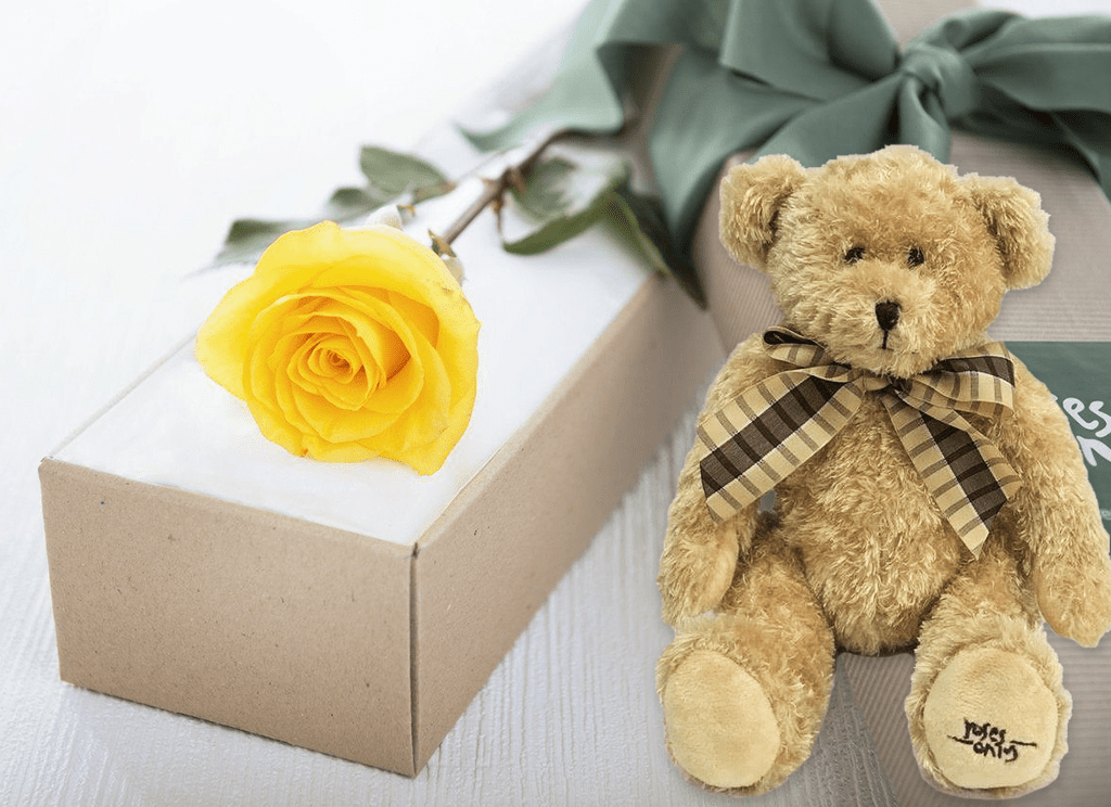 rose teddy bear yellow