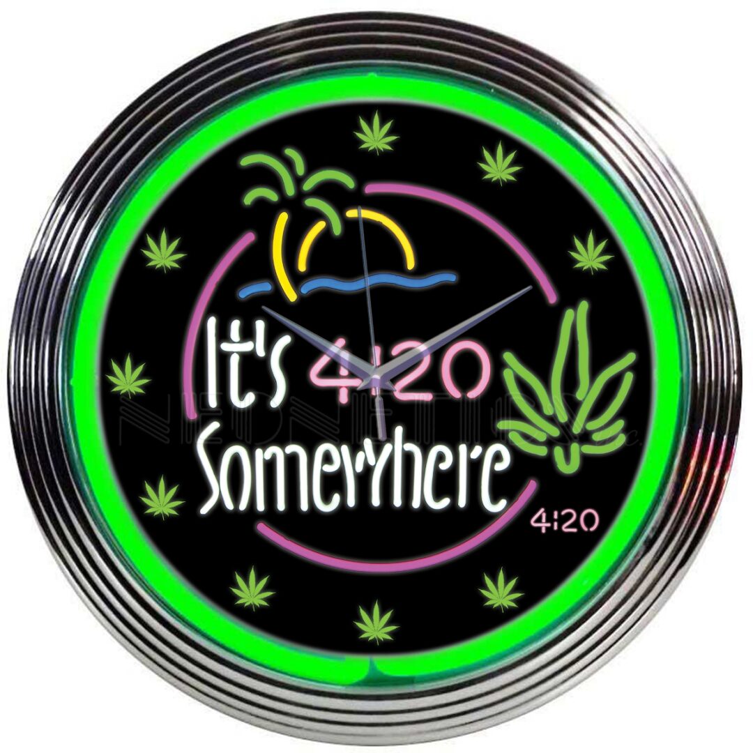 IT’S 4:20 Somewhere Neon Clock - 15"