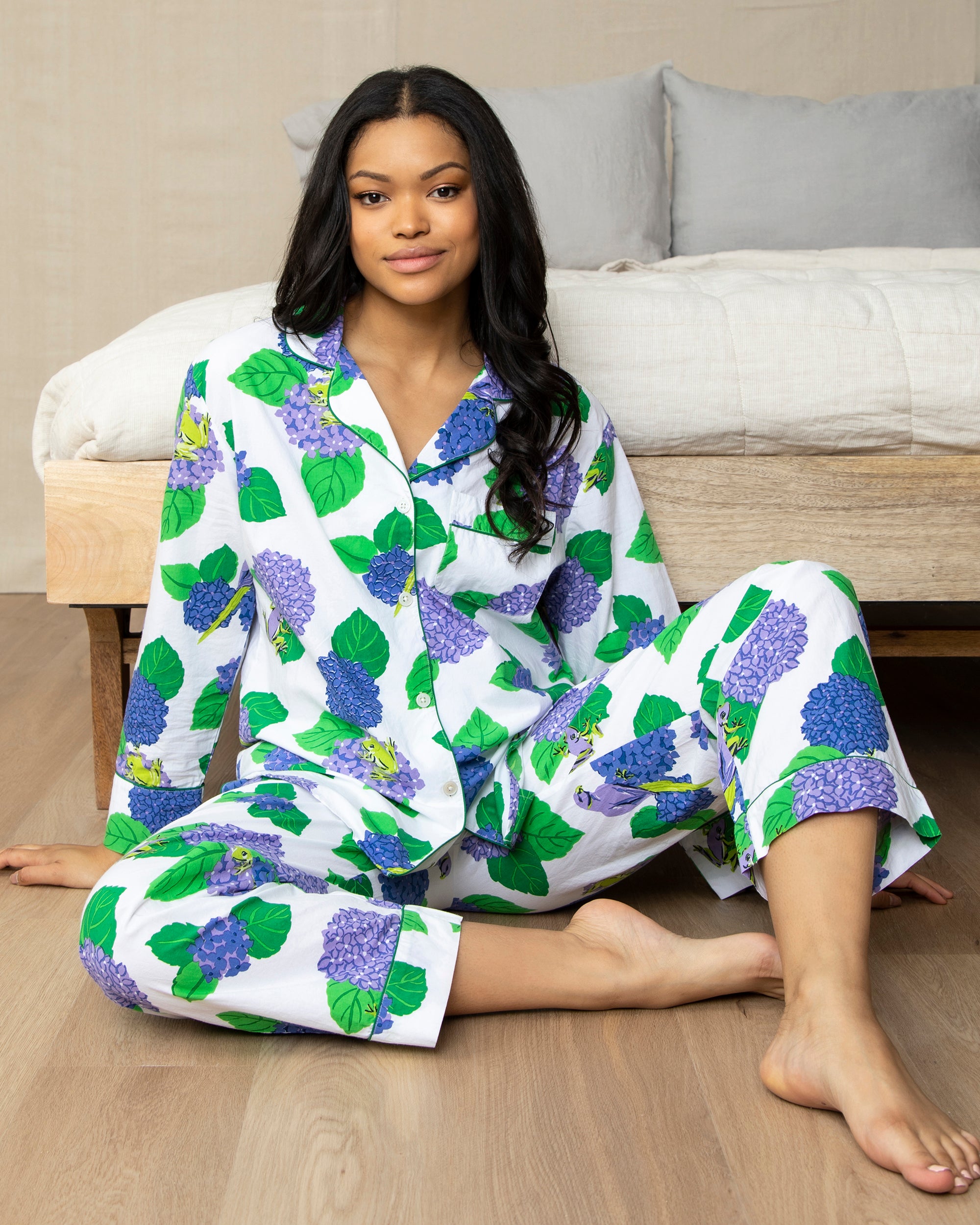 Adorable Hydrangea print PJs, a perfect gift for hydrangea lovers in your life!