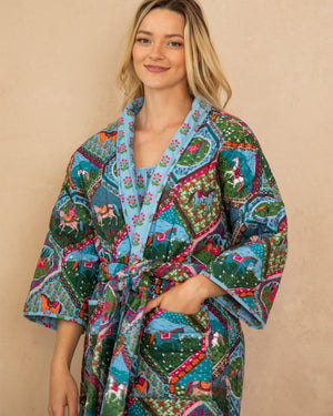 High Horse - Reversible Quilted Robe - Blush Denim