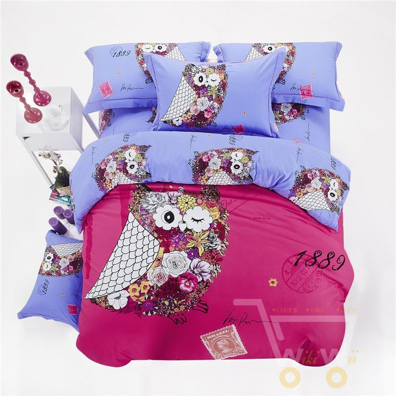 Owl Girls Bedding Sets King Queen Twin Size 100 Cotton