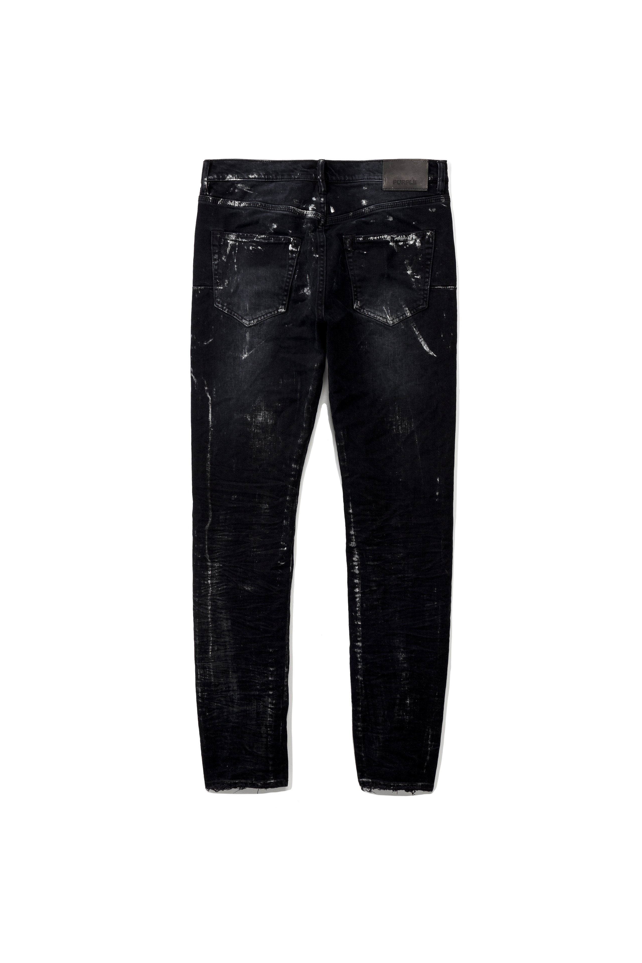 P001 LOW RISE SKINNY JEAN - Black Wash Metallic Silver – PURPLE BRAND