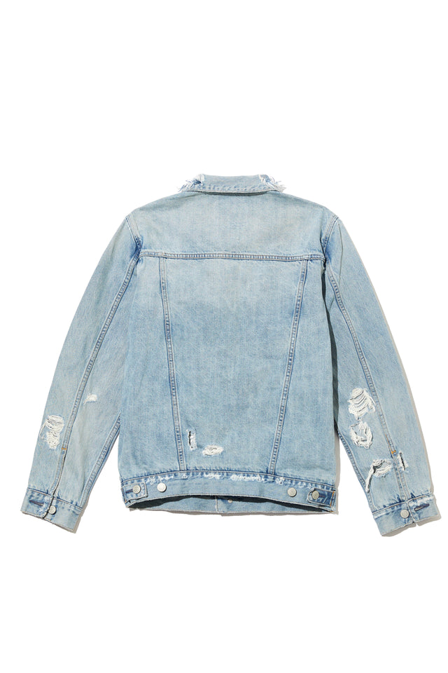 P006 DENIM JACKET - VINTAGE WASH DESTROY – PURPLE