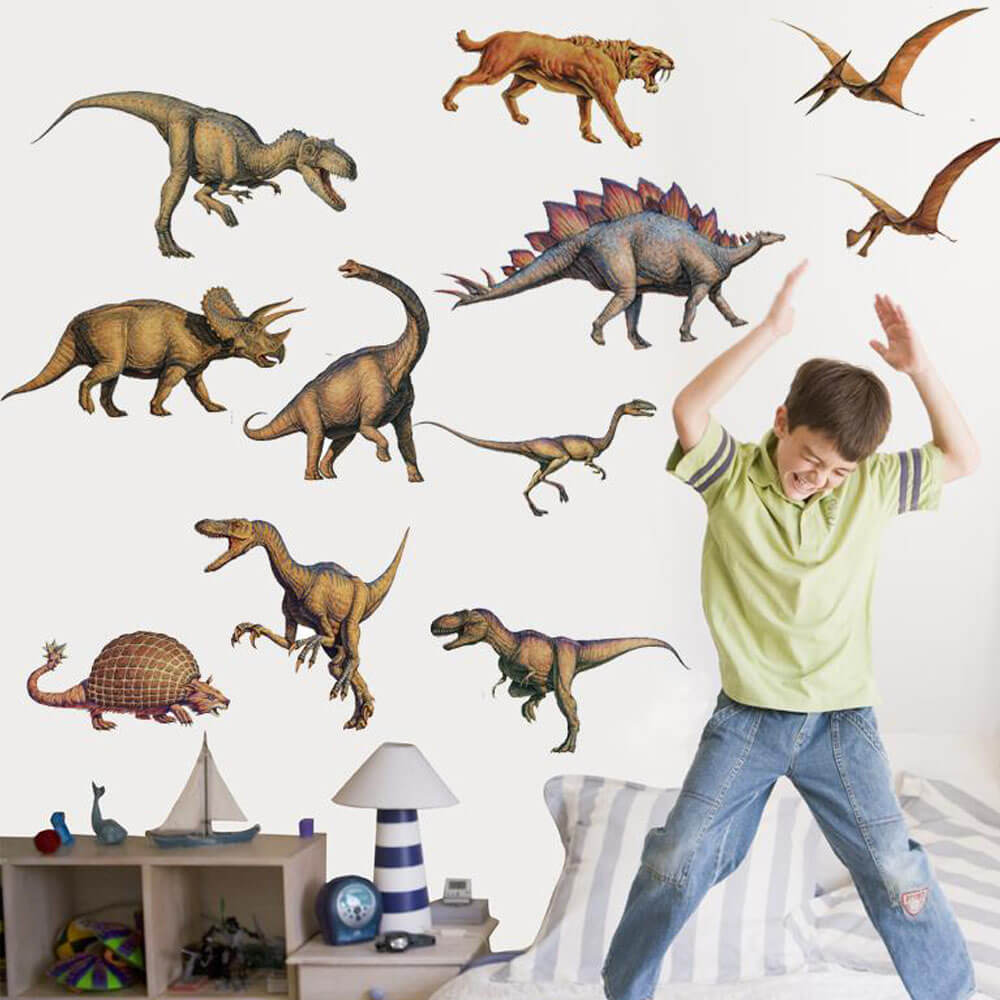 Lifelike Dinosaur Wall Decal Set (16 pieces)
