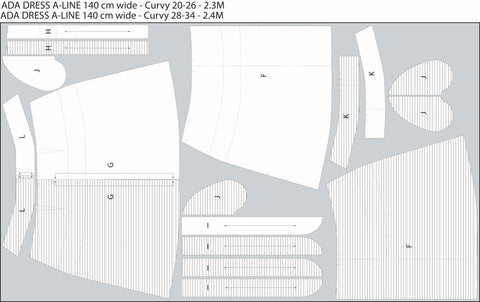 Ada Skirt - Curvy 20-34 - 140cm Layplan