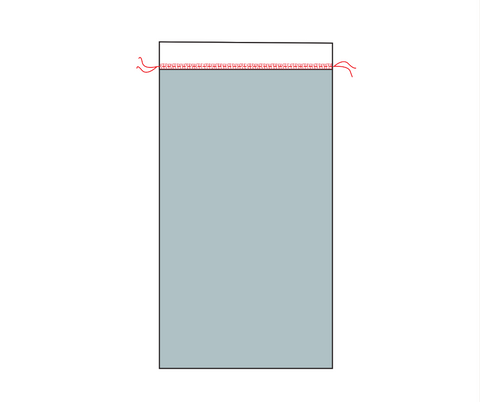 Illustration of a cut out pocket with stitches on the top