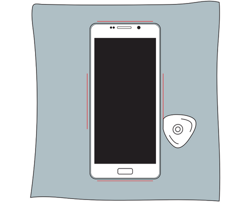 An illustration of a iPhone laid on top of a piece of fabric