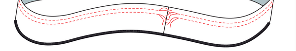 Illustration of long bit of fabric with stitching on it