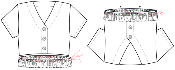 Illustration showing where to put the frill on a shirt