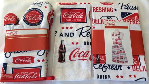 COCA-COLA (COKE) OVEN MITT SET, TEA TOWEL, APRON – WeatherTheSale.com