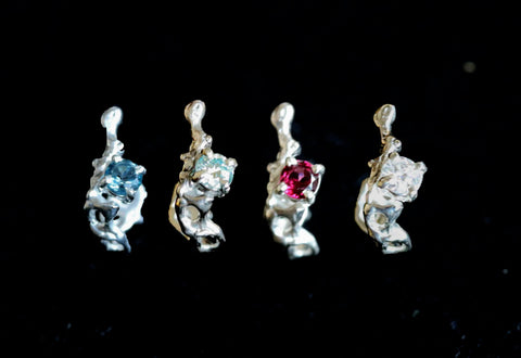 Jukai earrings with stones