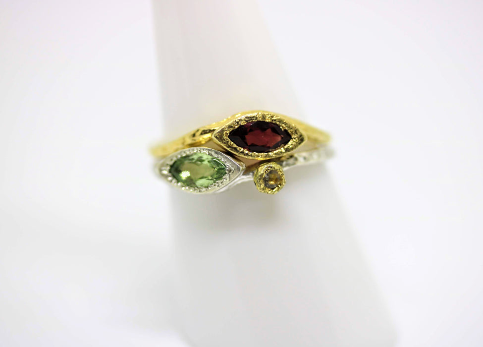 stackable silver ring with tourmaline