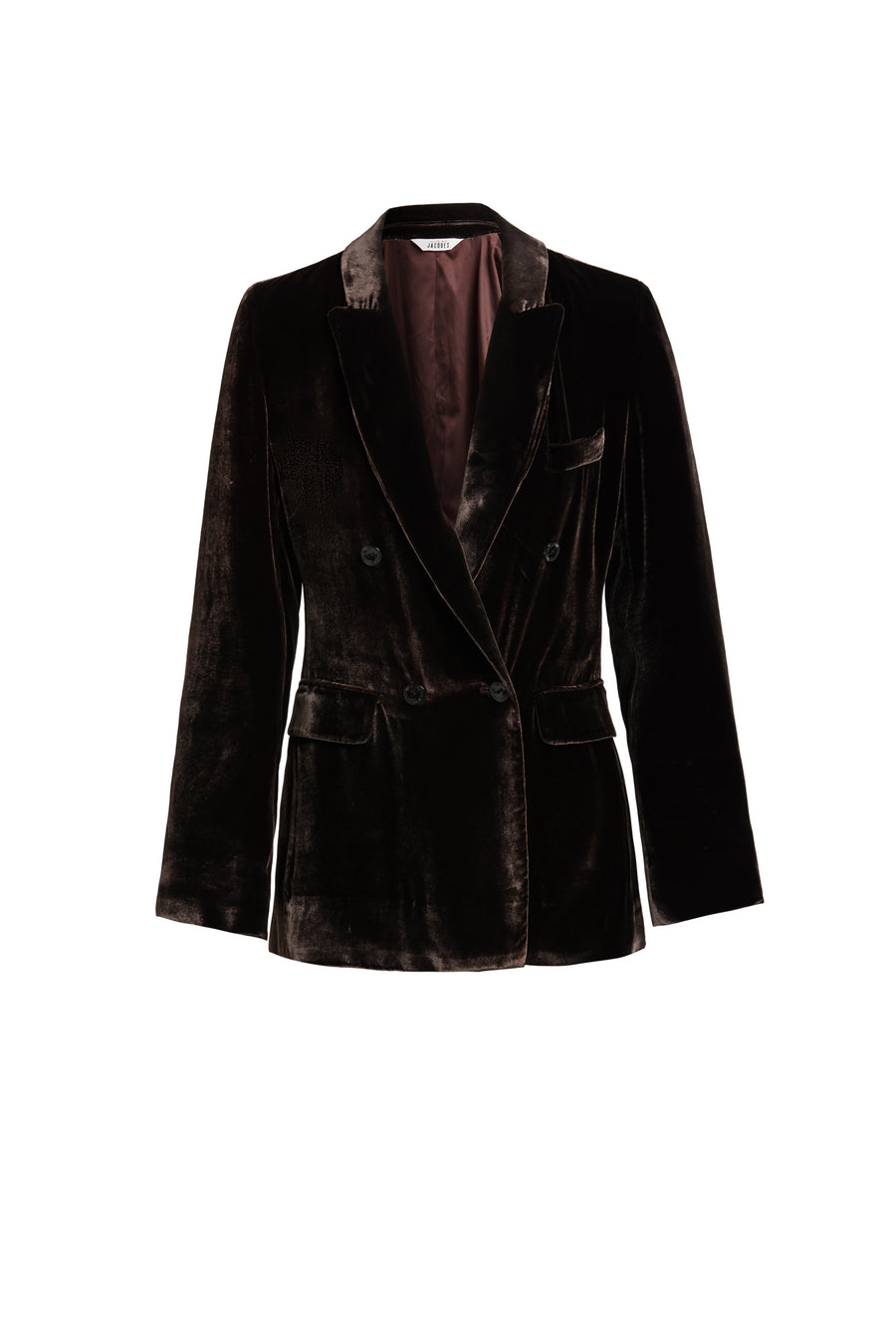 sav offentlig solo The Jane Bond double breasted silk velvet suit blazer in Chocolate Brown:  SWJ – SLEEPING WITH JACQUES
