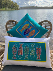 www.colourstreams.com.au Colour Streams Wendy Williams Appliqued Fish Cushion Retreats Workshops Macleay Island