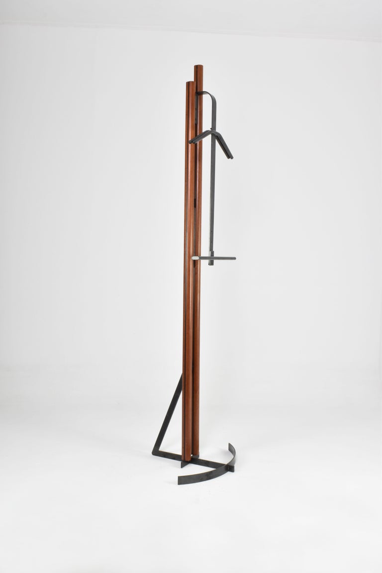 1970s Italian Hanger Crafted from Metal and Beech Wood, Attributed to Afra and Tobia Scarpa