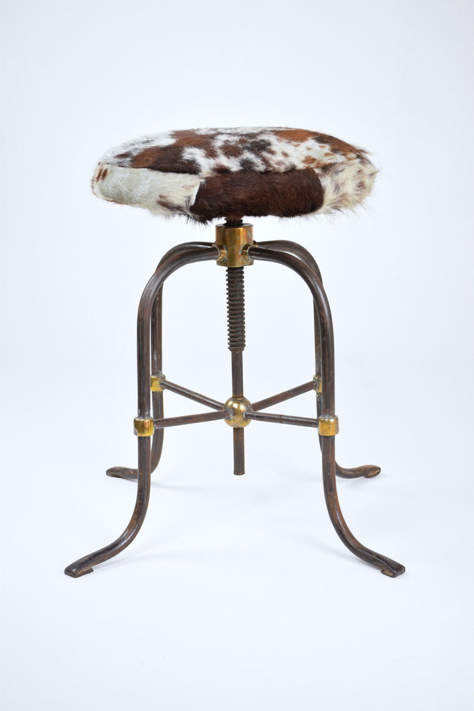 Adjustable Art Deco Industrial Cowhide Stool 1930 S For Sale Spirit Gallery