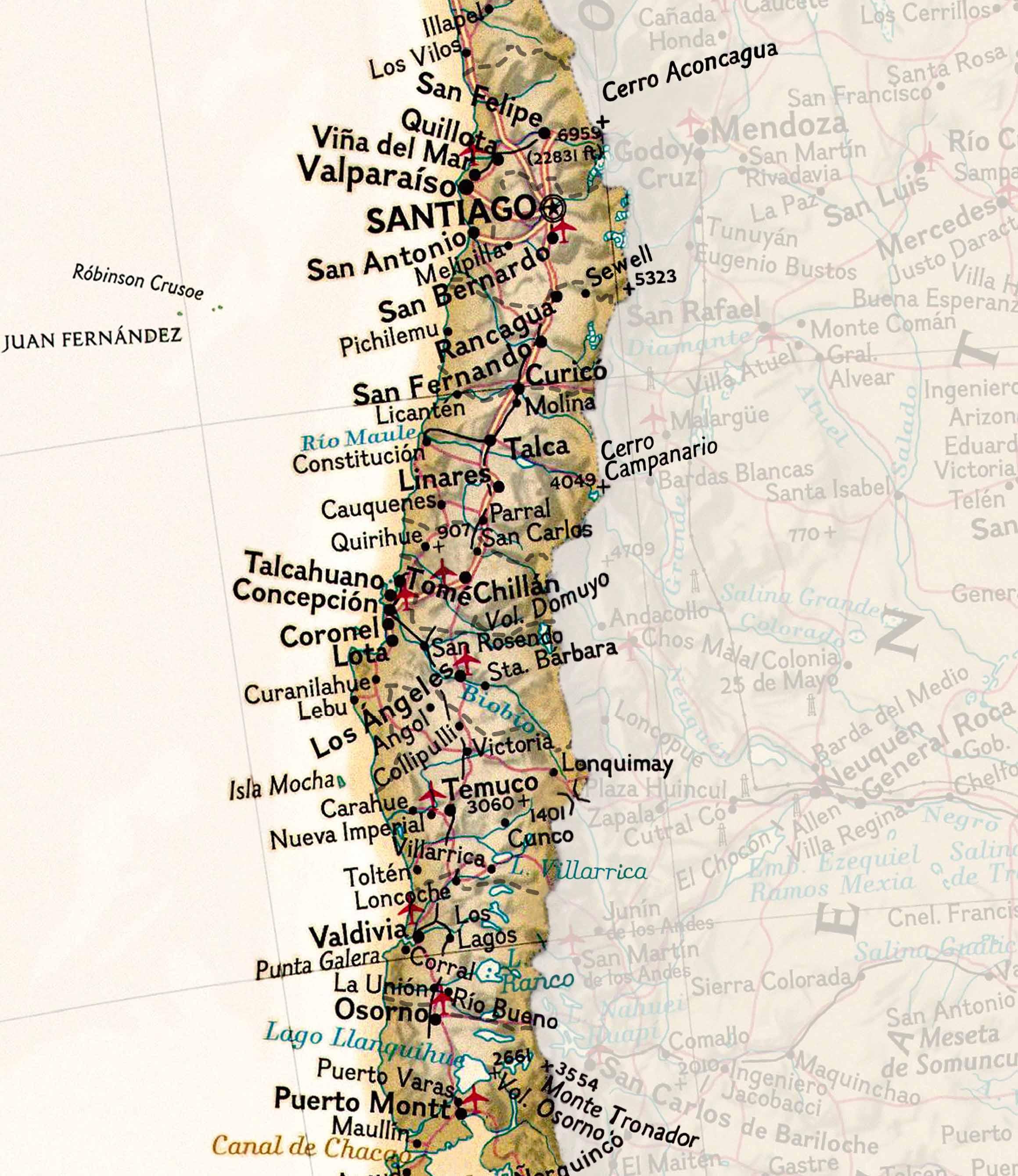 Mapa De Chile 2023 Sepia Lámina Mappin 2984