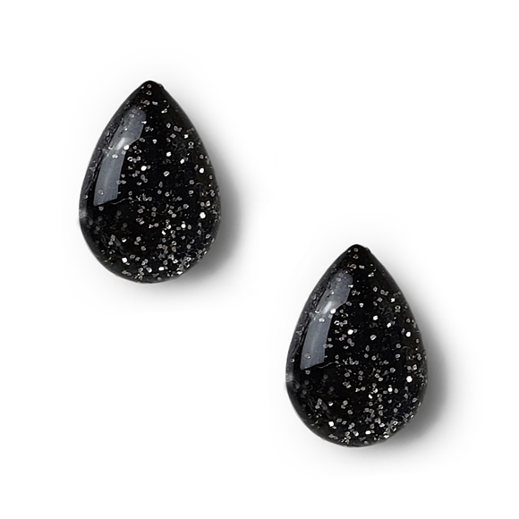 Black and Silver Glitter Sterling Stud 