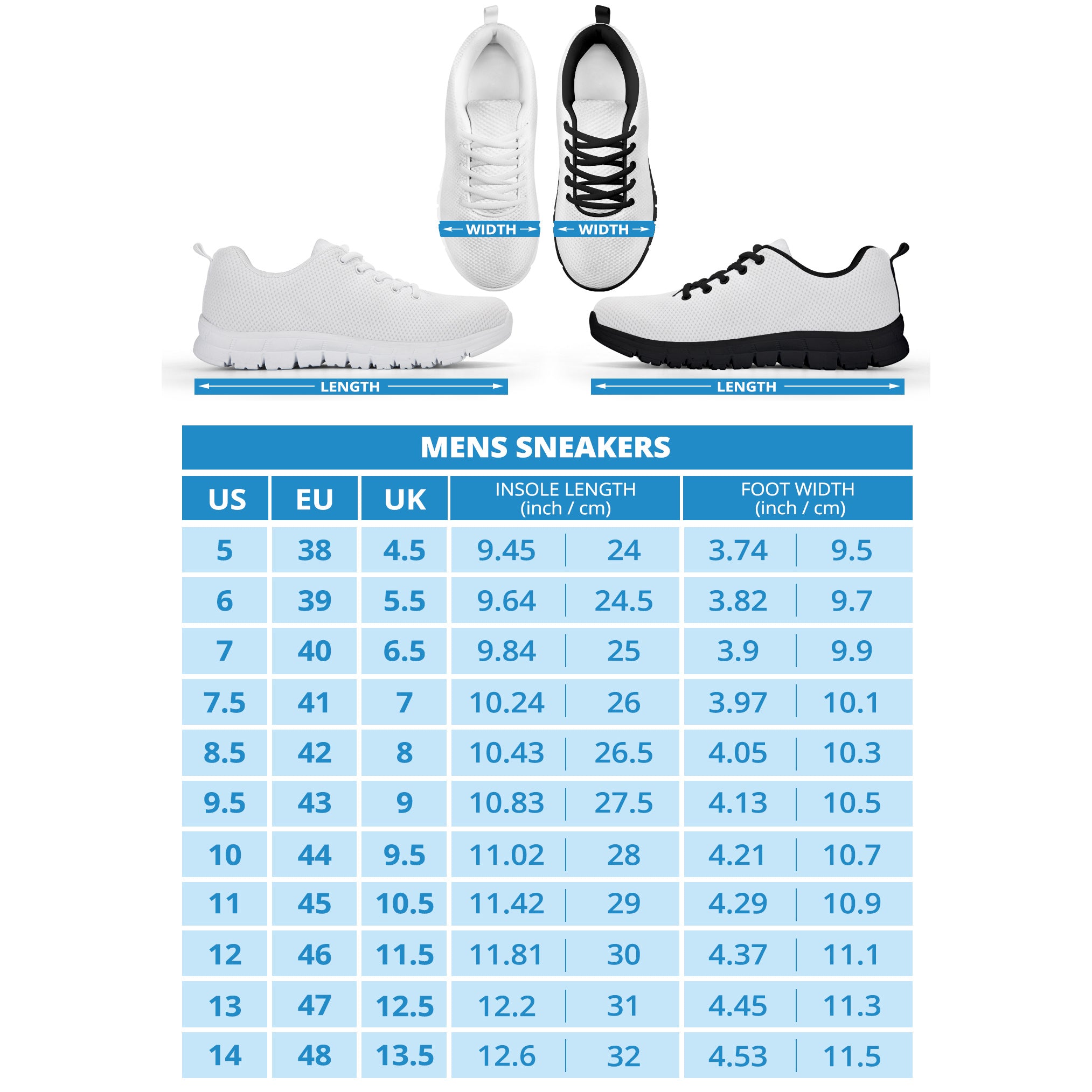 Size Chart - Running Shoes | Designs by MyUtopia Shout Out